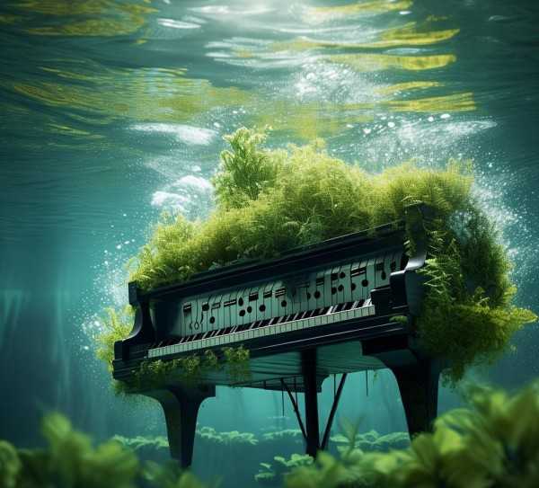 水草舞钢琴曲，音符绘绿波