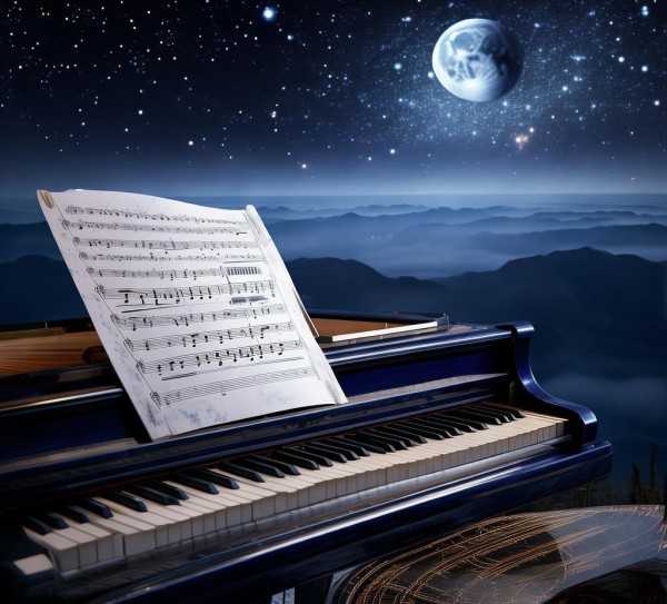 明月天涯钢琴曲，穿越时空的旋律画卷,明月天涯钢琴五线谱，跨越时空的旋律之旅,旋律,情感,五线谱,第1张