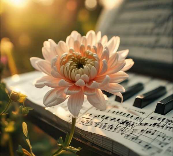 夏日菊香钢琴曲，旋律中的记忆之旅,菊的夏天钢琴五线谱，探寻夏日记忆的旋律之旅,旋律,情感,陪伴,第1张